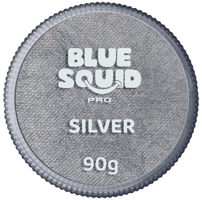 Blue Squid PRO Face Paint Metallic Silver 90g – Water-Based, Professional Grade