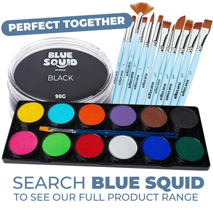 Blue Squid PRO Face Paint Black 90g – Professional Water Based Cake for SFX, Cosplay & Halloween