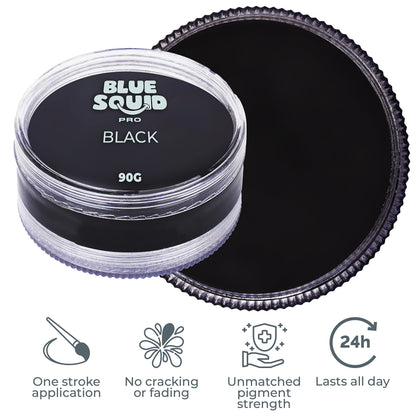 Blue Squid PRO Face Paint Black 90g – Professional Water Based Cake for SFX, Cosplay & Halloween