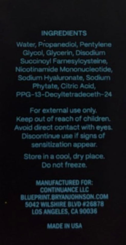 Blueprint Bryan Johnson Facial Serum with SFC & NMN – Age-Defying & Hydration