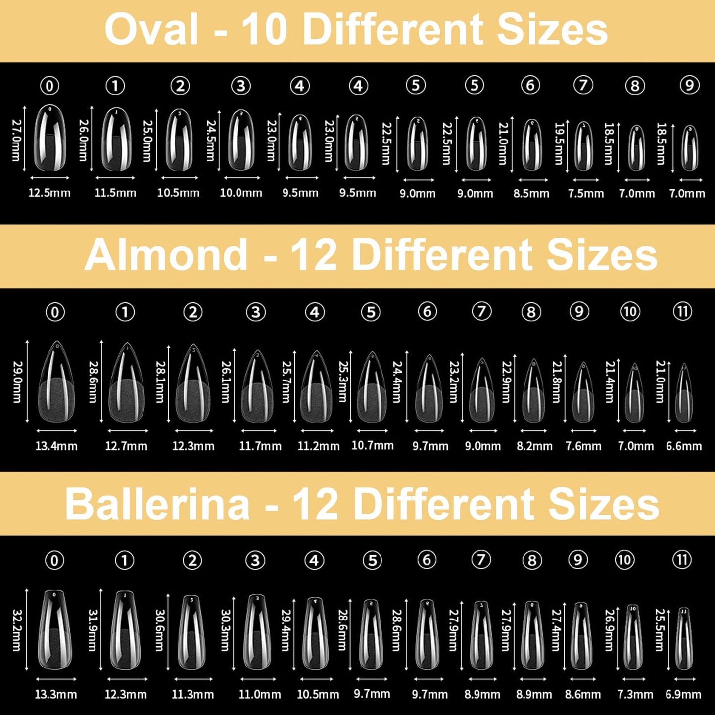 BlueZOO Gel Long Nail Tips – 360Pcs Pre-etched Almond, Coffin, Oval Press-On Nails | Salon-Quality DIY Kit