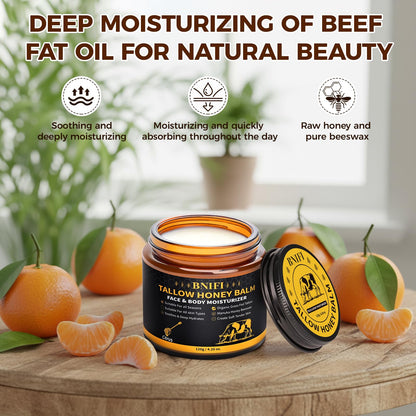 BNIFI Tallow and Honey Balm – Organic Grass-Fed Beef Tallow Moisturizer for Face & Body
