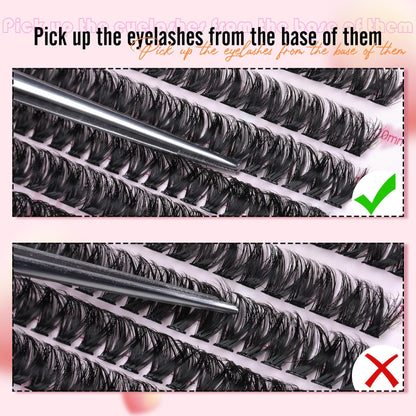 Boahankuke 640PCS Lash Clusters – DIY Volume Eyelash Extensions, D Curl & Wispy Styles (60D 8-16mm, 80D 10-18mm)