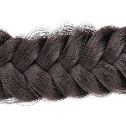 BOBIYA Messy Wide 2 Strands Braided Headband – Chocolate | Adjustable, Heat-Resistant Synthetic Hair