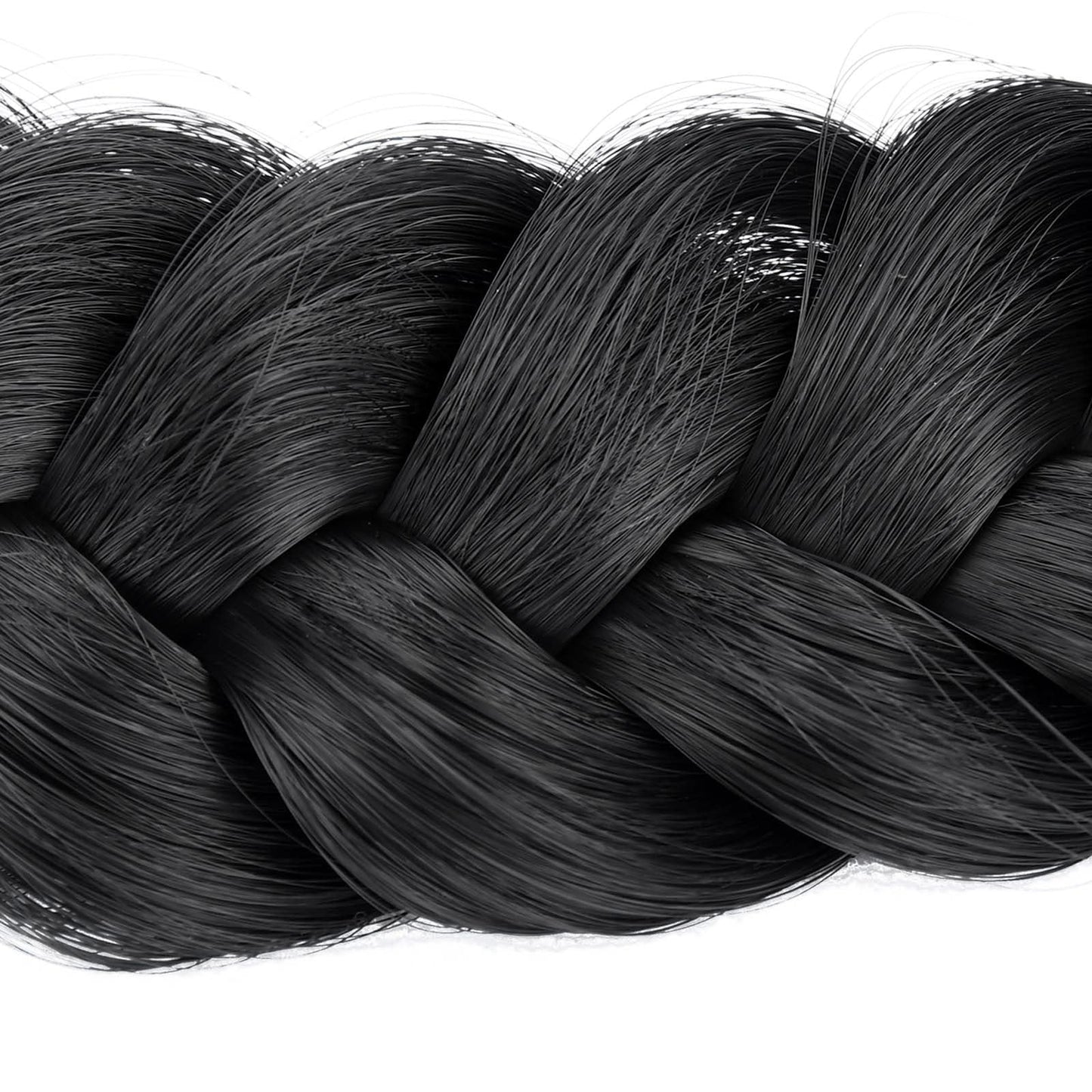 BOBIYA Messy Wide 2 Strands Synthetic Hair Headband – Classic Black Braided Hairband for Women