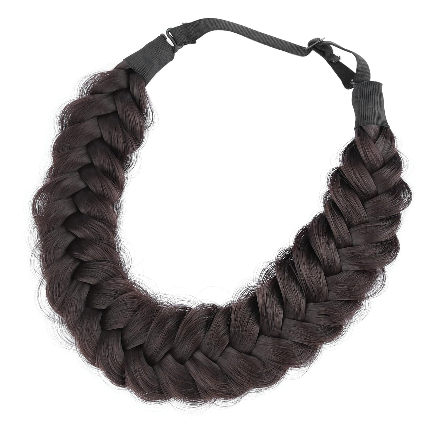 BOBIYA Messy Wide 2 Strands Braided Headband – Chocolate | Adjustable, Heat-Resistant Synthetic Hair