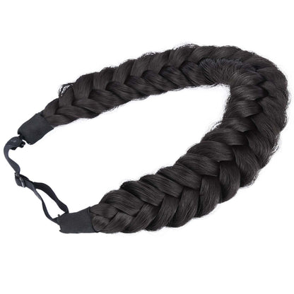 BOBIYA Messy Wide 2 Strands Synthetic Hair Braided Headband – Deep Brown