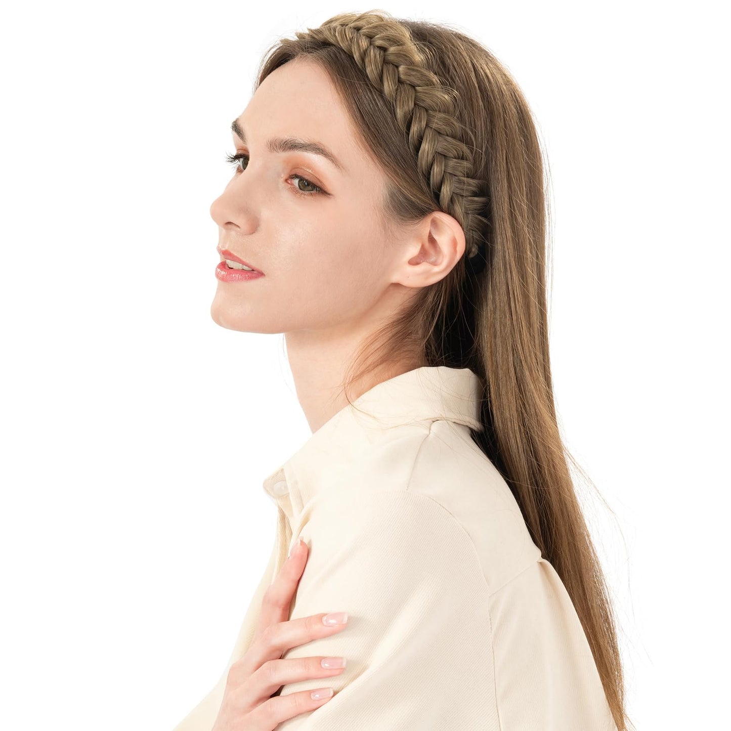 BOBIYA Messy Wide 2-Strand Braided Headband in Chocolate Toast | Hair Styling Accessory