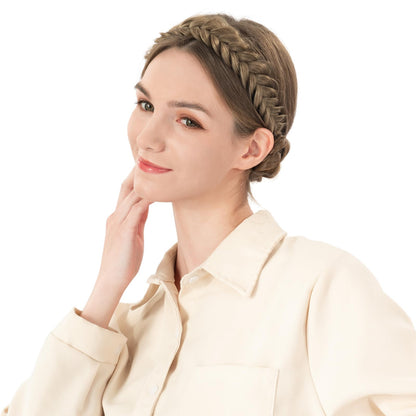 BOBIYA Messy Wide 2-Strand Braided Headband in Chocolate Toast | Hair Styling Accessory