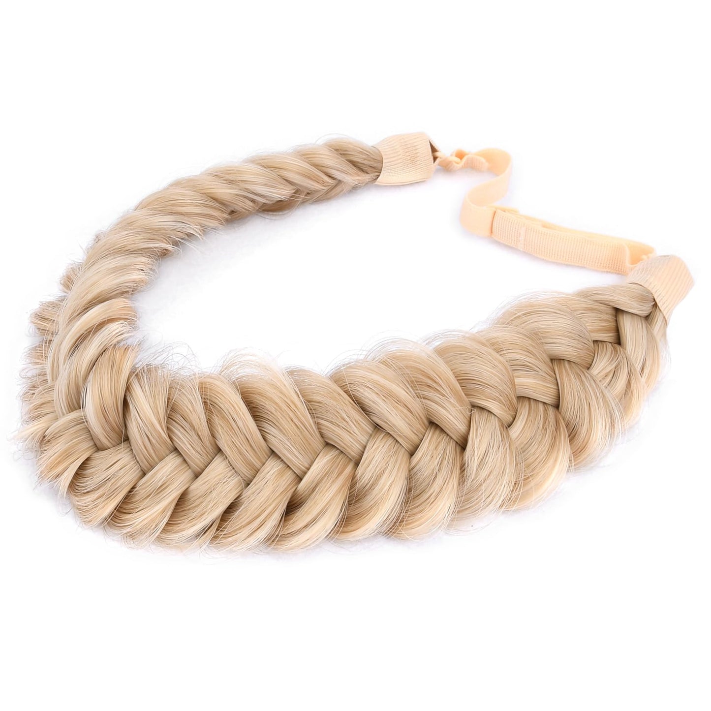 BOBIYA Messy Wide 2 Strands Honey Blonde Braided Headband – Adjustable Synthetic Hair