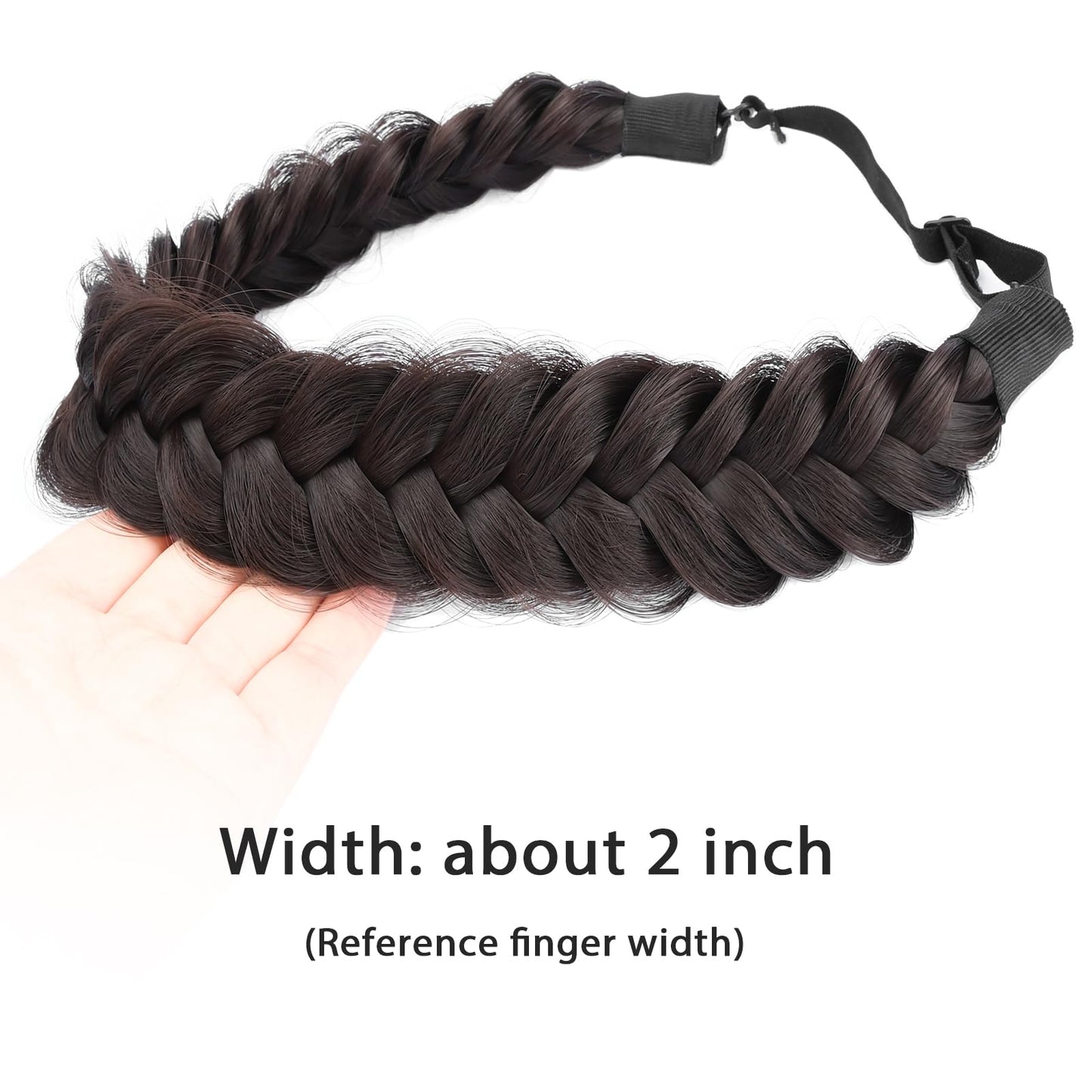 BOBIYA Messy Wide 2 Strands Braided Headband – Chocolate | Adjustable, Heat-Resistant Synthetic Hair
