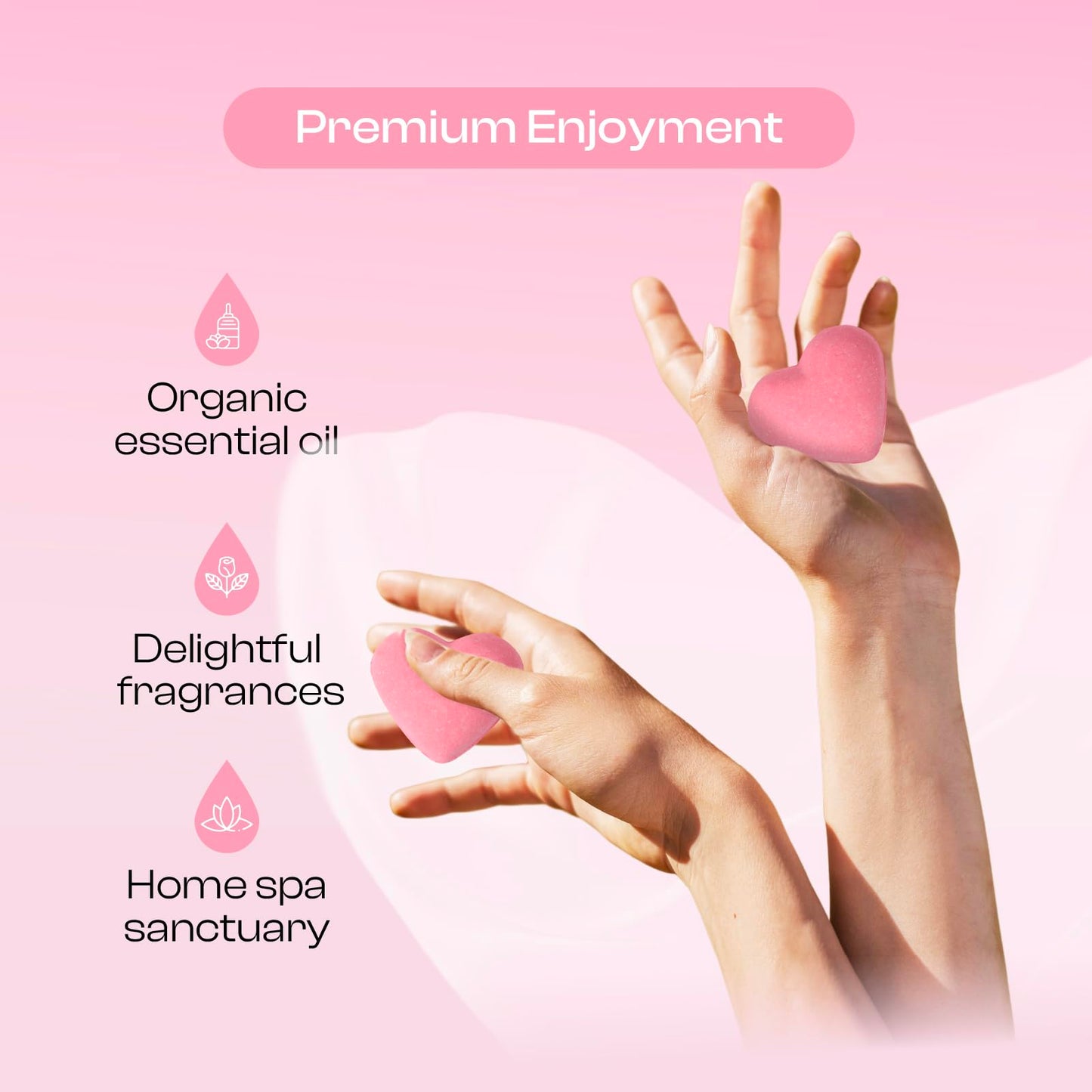 BoboSweeTree Shower Steamers – Aromatherapy Heart-Shaped Pink with Rose Scent | Pack of 6