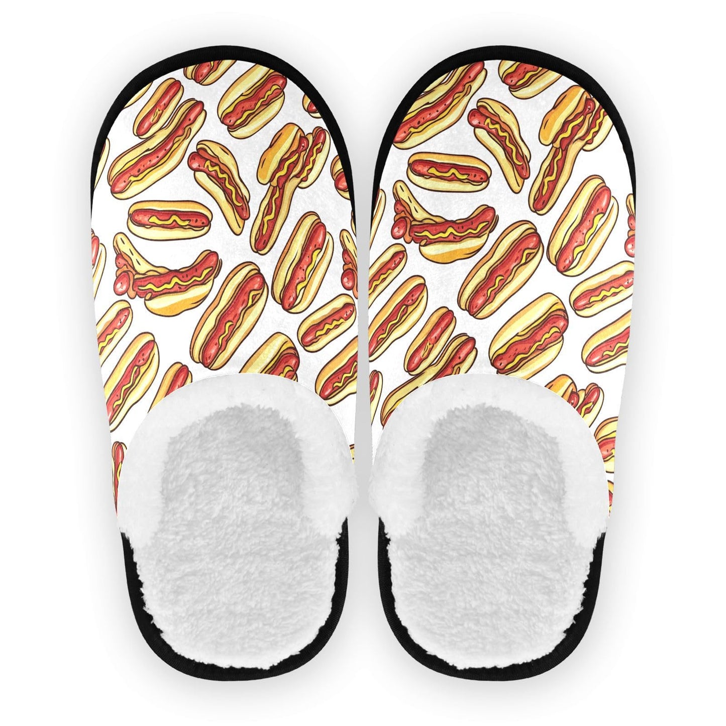 Boccsty Fast Food Hot Dog Spa Slippers – Cozy Memory Foam Indoor/Outdoor Non-Slip House Shoes for Men & Women