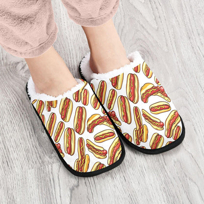 Boccsty Fast Food Hot Dog Spa Slippers – Cozy Memory Foam Indoor/Outdoor Non-Slip House Shoes for Men & Women