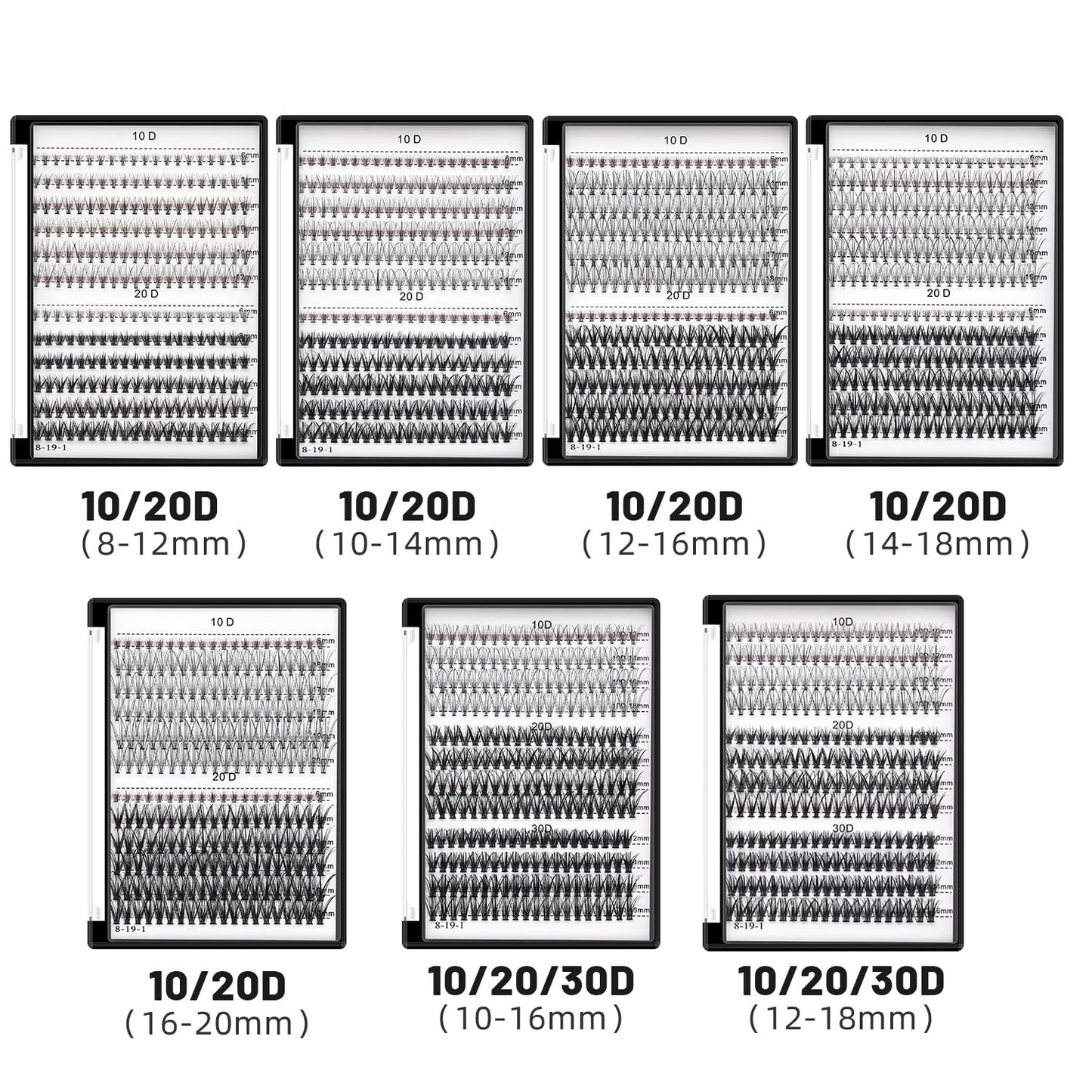 Bodermincer 240pcs Lash Extensions – C Curl, 10D/20D Mixed Clusters (8–16mm) for Professionals