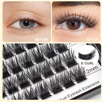 Bodermincer 120 Clusters Mixed Wide Lash Extensions – 10-16mm (D Curl)