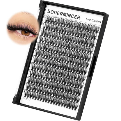 Bodermincer Black Cluster Lashes 240pcs – 20D/40D D Curl Kit