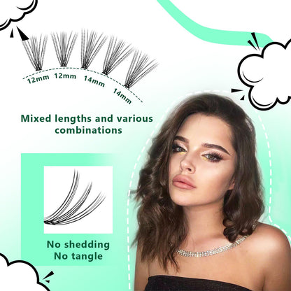 Bodermincer Black Cluster Lashes 240pcs – 20D/40D DIY Lashes, D Curl, 8–22mm