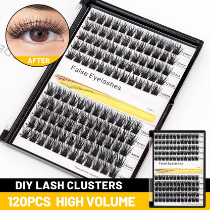 Bodermincer 120-Cluster Mixed Wide Lash Extensions (10-12mm) – D Curl, 0.07mm Thick