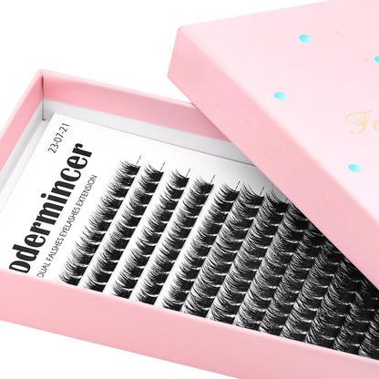 Bodermincer Lash Clusters – 180pcs, D Curl, Mixed 10-12-14mm, Black/Brown