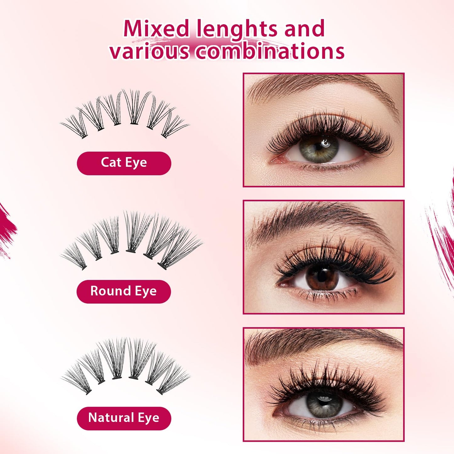 Bodermincer Lash Extension 240pcs C Curl – Mixed 10D/20D Clusters for Professional Lashing