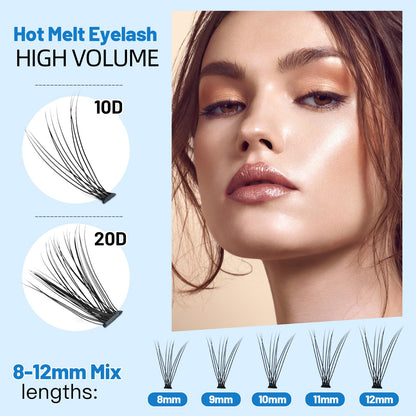 Bodermincer Lash Extension 240pcs C Curl – Mixed 10D/20D Clusters for Professional Lashing