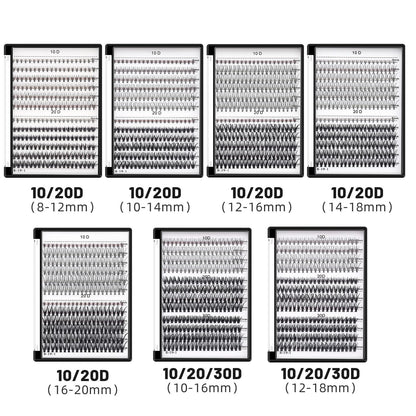 Bodermincer Lash Extension 240pcs C Curl – Mixed 10D/20D Clusters for Professional Lashing