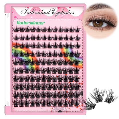 Bodermincer Lashes Clusters Kit 10-12mm to 18mm, 120 Clusters, 0.07mm D Curl