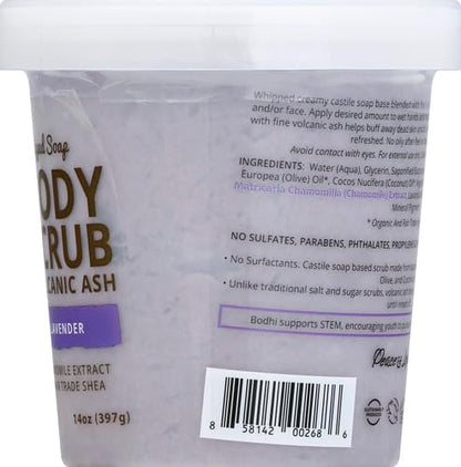BODHI Lava Lavender Whipped Soap – Exfoliating Castile Soap with Volcanic Ash, 14 oz