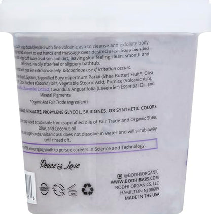 BODHI Lava Lavender Whipped Soap – Exfoliating Castile Soap with Volcanic Ash, 14 oz