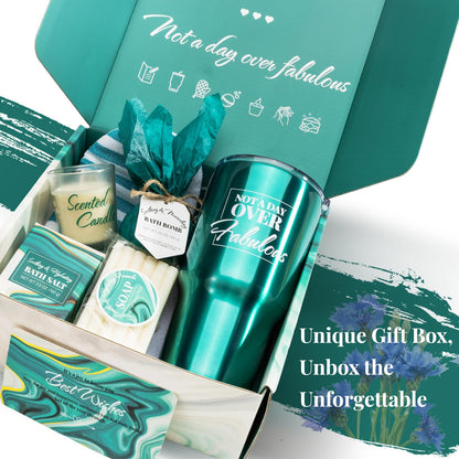 BODY & EARTH Bath Sets for Women – 8-Piece Gift Box with Verbena Spa Essentials & Stainless Steel Tumbler