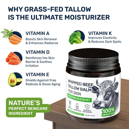 Body Art Beef Tallow for Skin – Grass-Fed Moisturizer & Whipped Balm (Fragrance-Free)