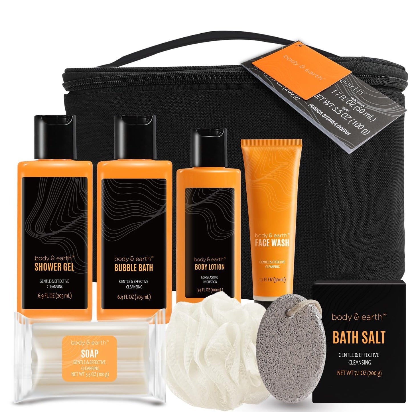 Body & Earth Gift Baskets for Men – Citrus Bath & Body Set with Lotion, Face Wash & Shower Gel