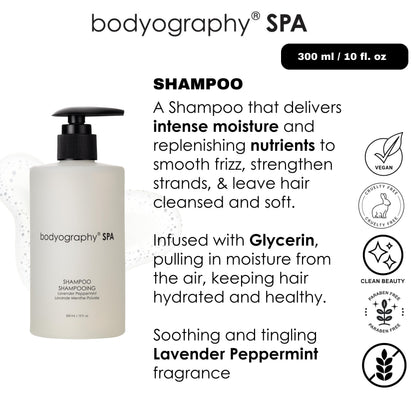 Bodyography Spa Shampoo Lavender Peppermint – 10 oz | Hydration & Frizz Control (Vegan)
