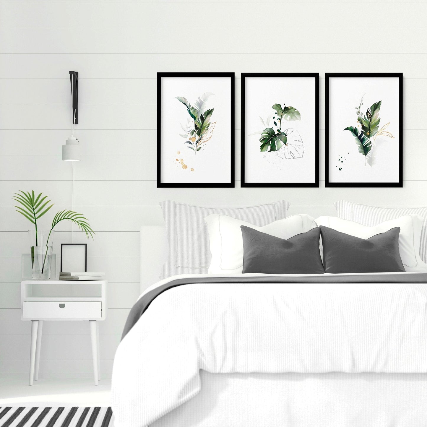 Wall Art for Bedroom | Tropical Botanical Set of 3
