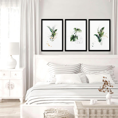 Wall Art for Bedroom | Tropical Botanical Set of 3