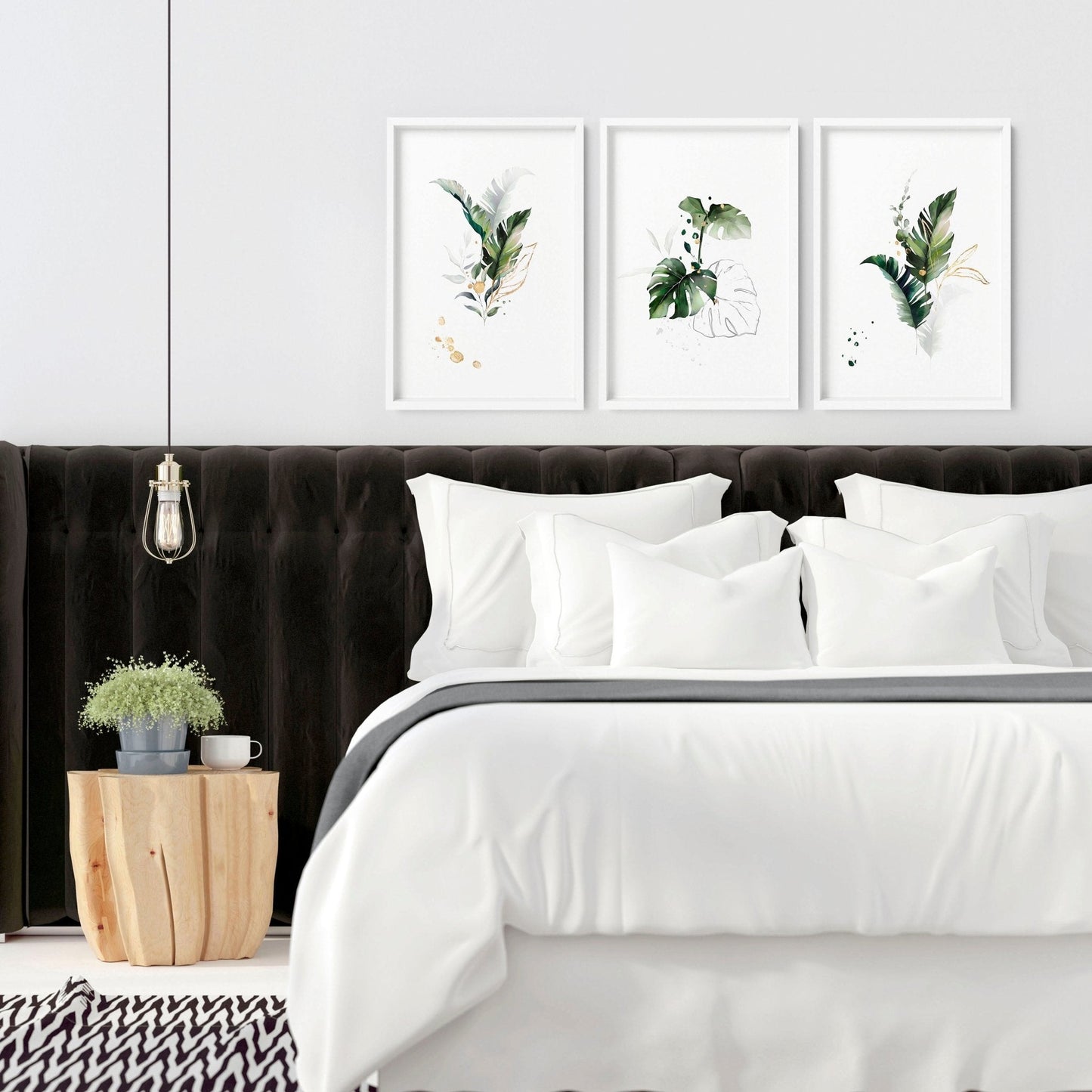 Wall Art for Bedroom | Tropical Botanical Set of 3