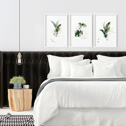 Wall Art for Bedroom | Tropical Botanical Set of 3