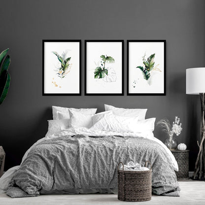 Wall Art for Bedroom | Tropical Botanical Set of 3