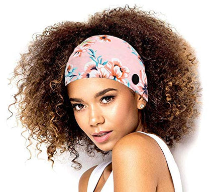 Bohend Boho Button Headbands with Mask Buttons – 3 Pack, Stretchy Cotton