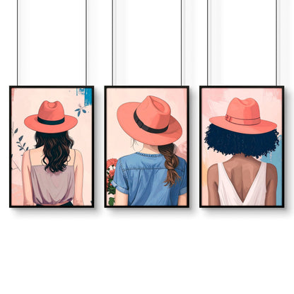 Boho Artwork | Set of 3 Boho Women Wall art Prints