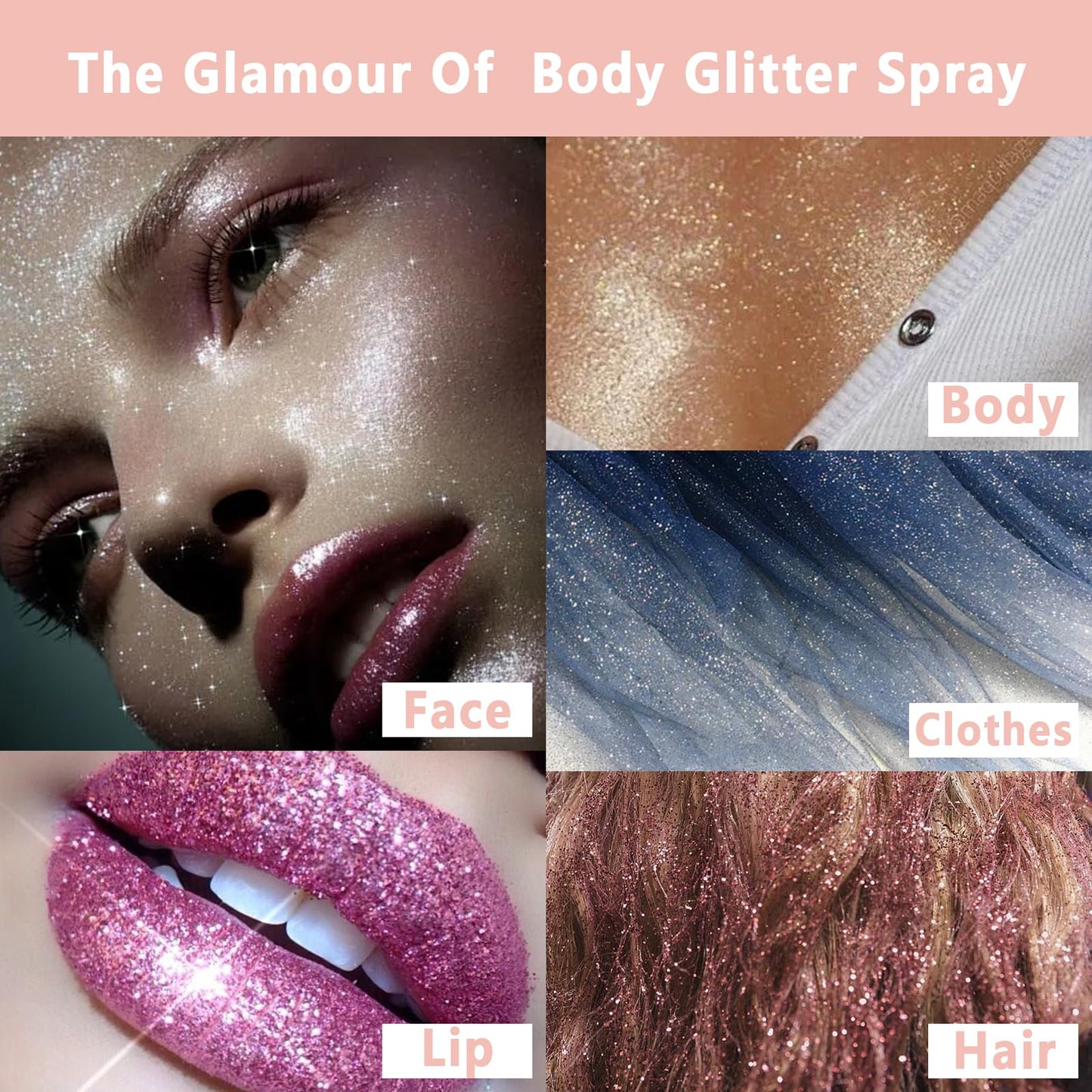 Boko Body Glitter Spray – Holographic Silver Sparkle for Face, Hair, and Clothes