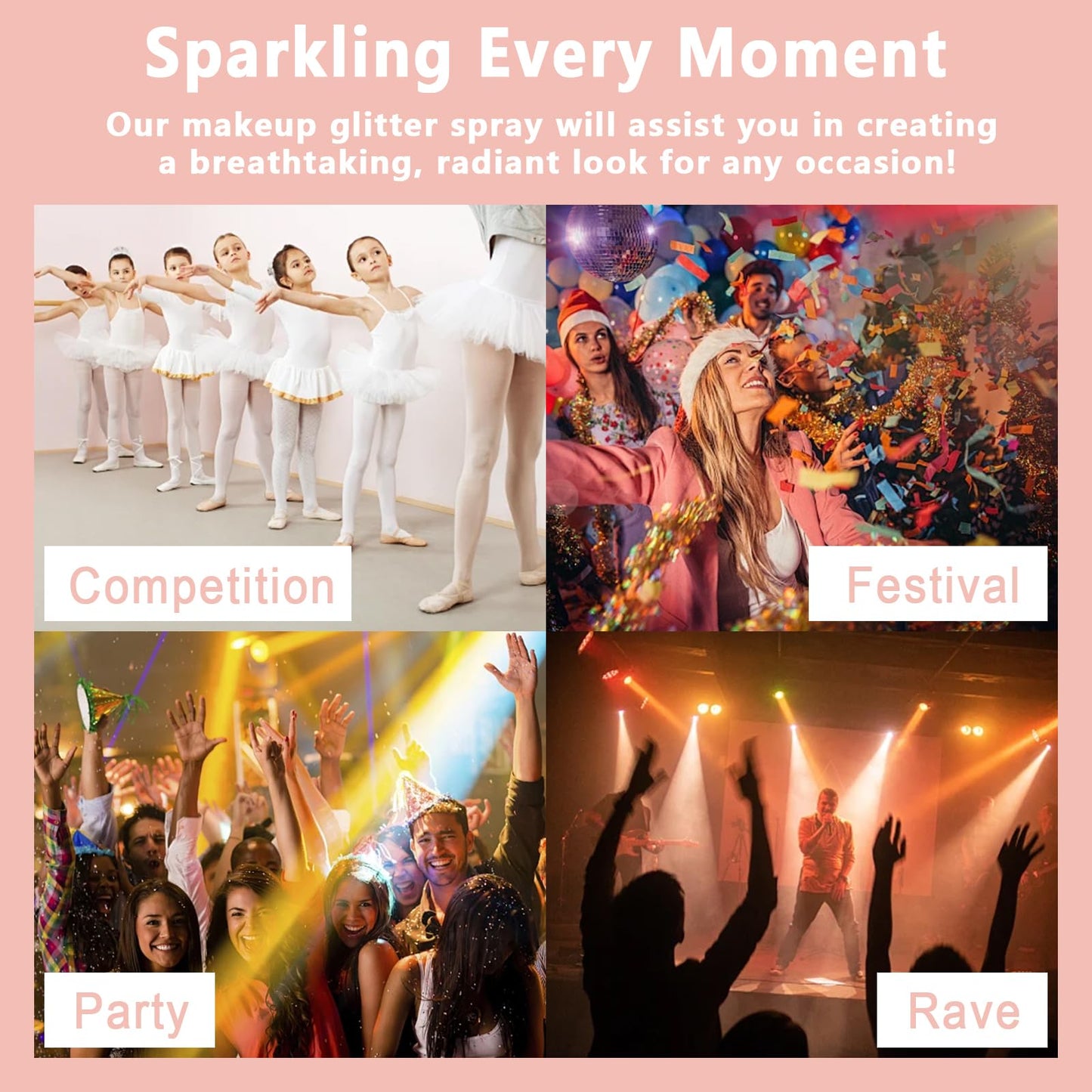 Boko Body Glitter Spray – Holographic Silver Sparkle for Face, Hair, and Clothes