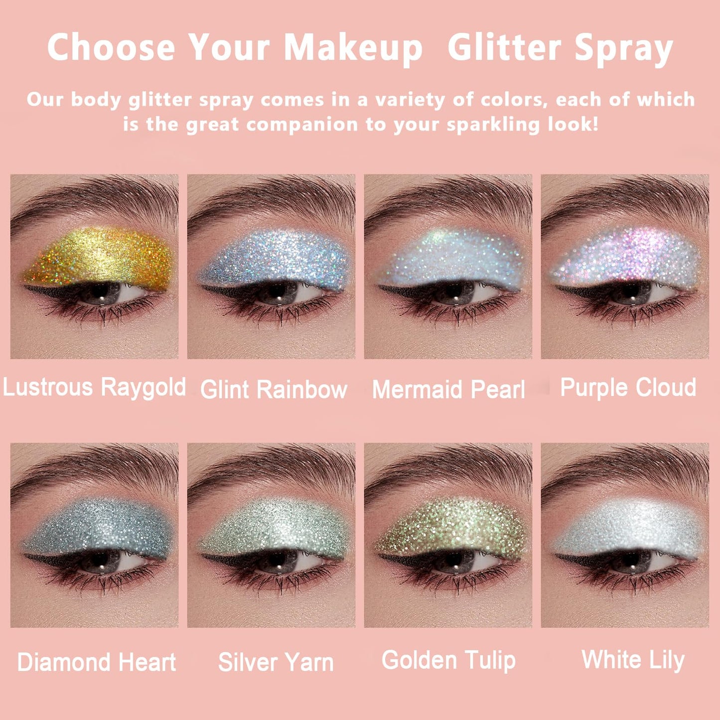 Boko Body Glitter Spray – Iridescent Sparkle for Face, Hair & More | 8 Colors