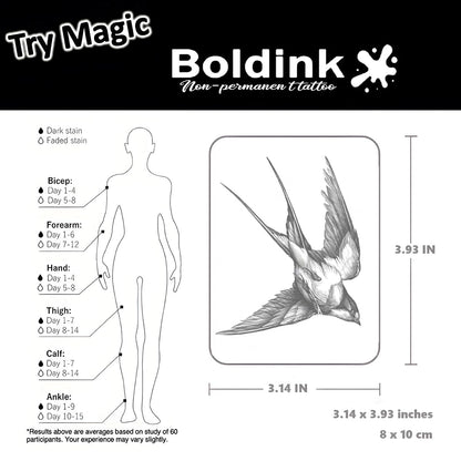 Boldink Semi-Permanent Tattoos – Realistic, Waterproof Temporary Tattoos (7-15 Days) with Gift-Ready Packaging