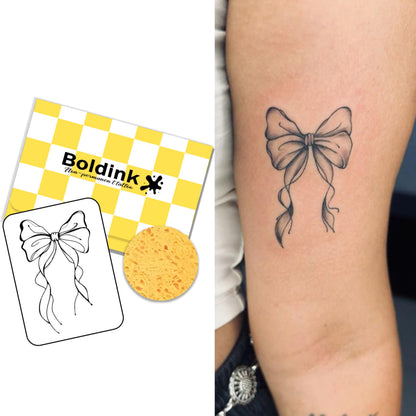 Boldink Bowknot 2 Temporary Tattoos – Waterproof, Long-Lasting, Non-Reflective