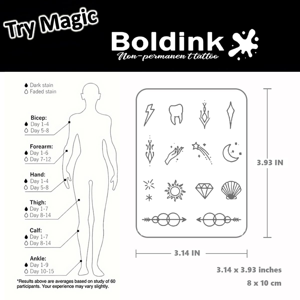 Boldink Temporary Tattoos – Waterproof, Non-Reflective Finger Tattoo Stickers (7–14 Days)