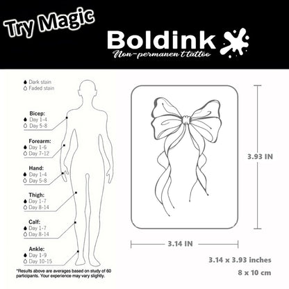 Boldink Bowknot 2 Temporary Tattoos – Waterproof, Long-Lasting, Non-Reflective