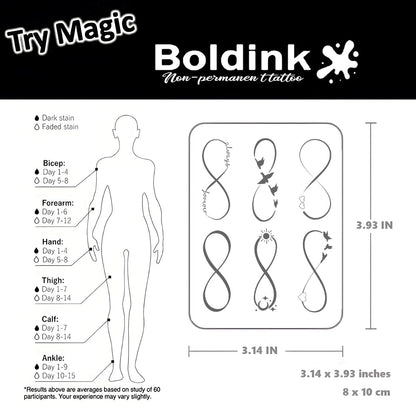 Boldink Semi-Permanent Tattoos - Realistic, Waterproof, 7-15 Days Wear