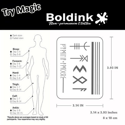 Boldink Semi-Permanent Finger Tattoos — Realistic, Waterproof & Non-Reflective | Gift Packaging (12 Tattoos)
